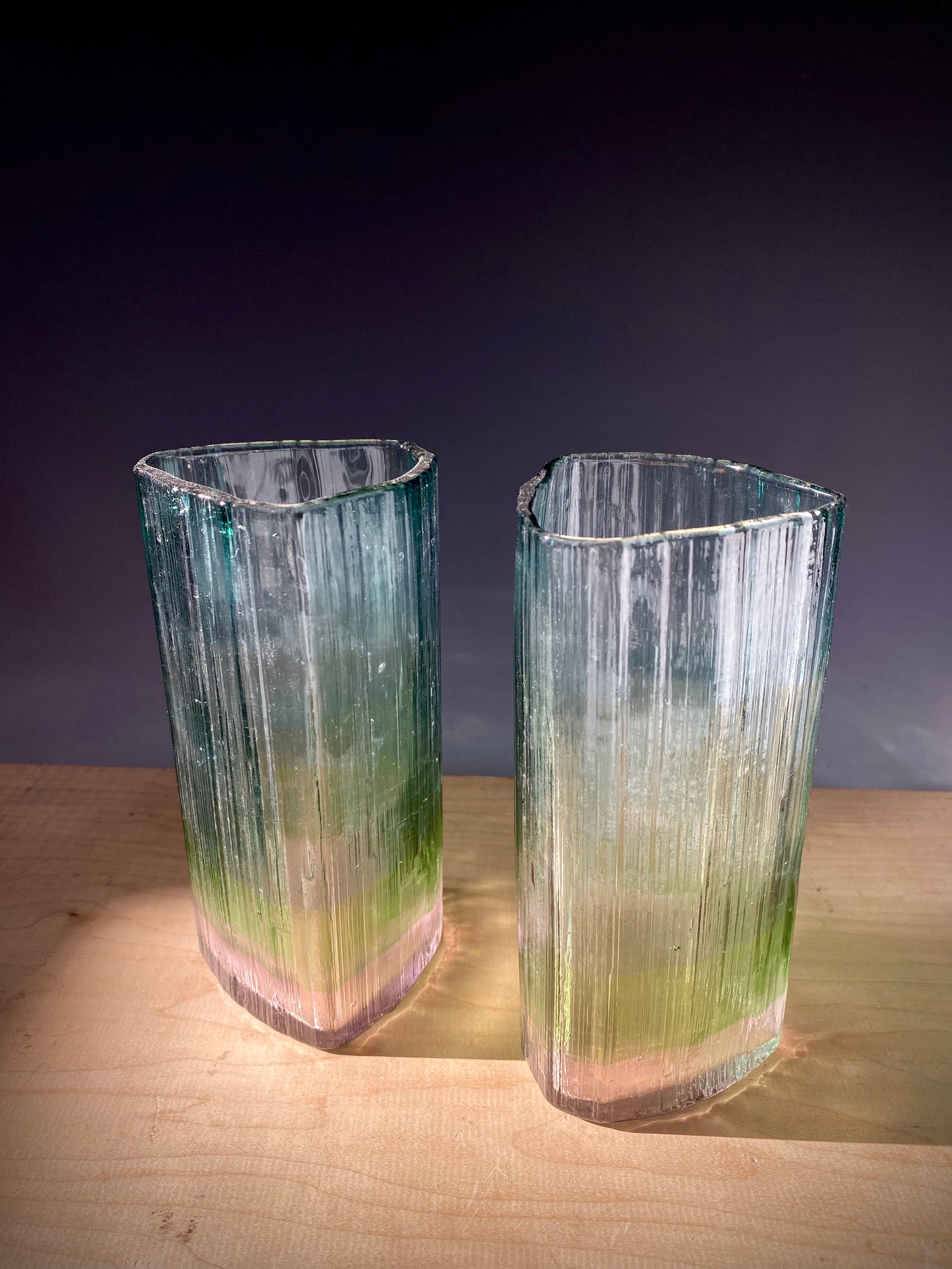 Large Tourmaline glass set of 2